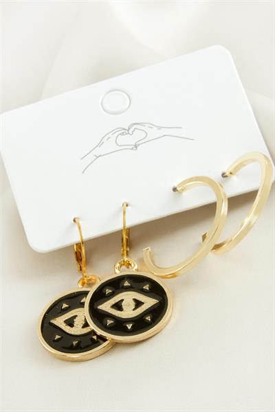 4 Adet Göz Mineli Halka Küpe