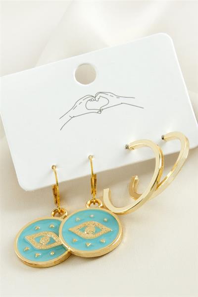 4 Adet Göz Mineli Halka Küpe