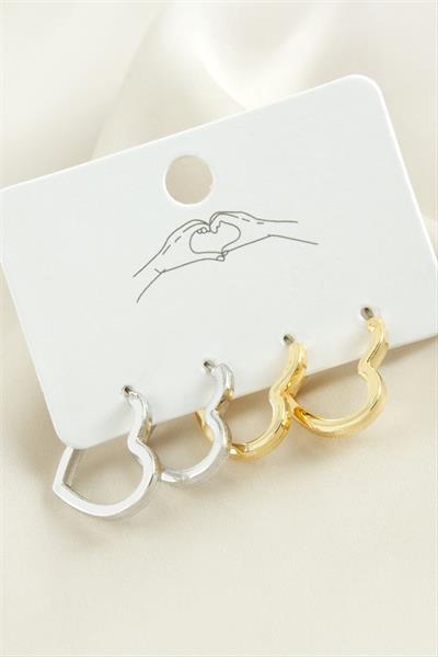 4 Adet Kalp Metal Küpe