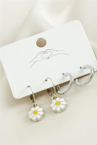 4 Adet Papatya Mineli Halka Küpe