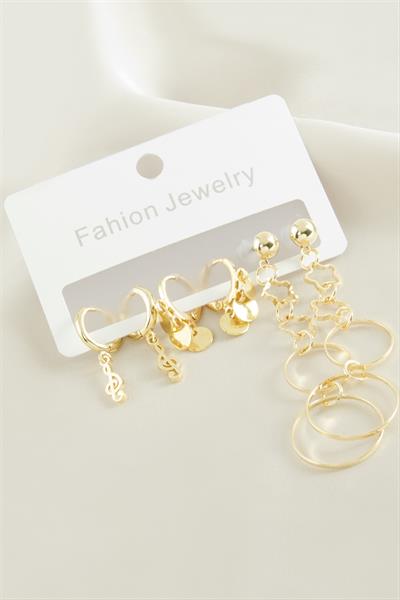 6 Adet İnci Taşlı Halka Küpe