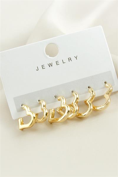 6 Adet Kalp Metal Küpe