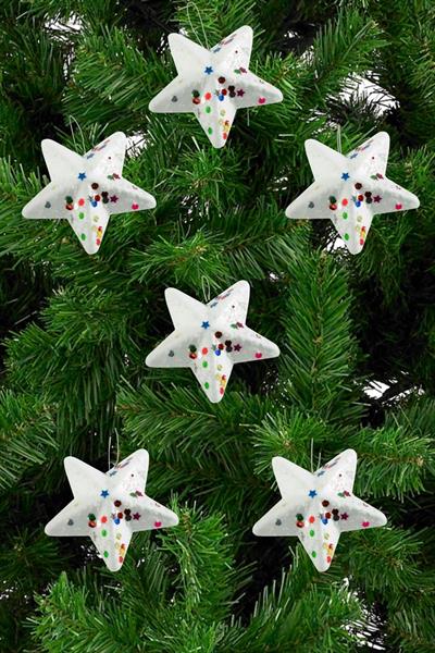 6 Adet Yıldız Yılbaşı Ağaç Süsü 6 cm