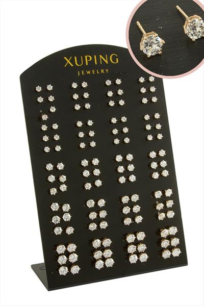 60 Çift Xuping Lüks Tektaş Çelik Küpe