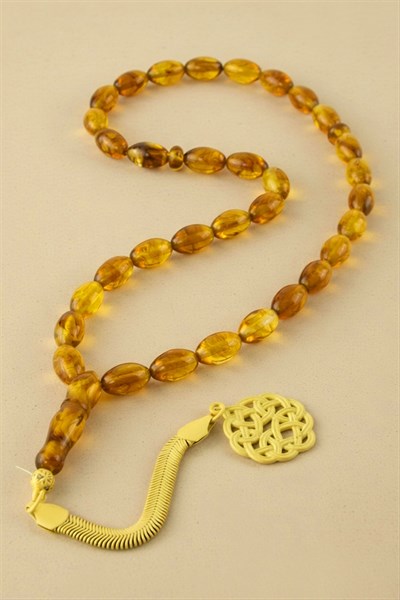 8*1,3 mm Orjinal Sıkma Mısır Kesim Kehribar Tesbih