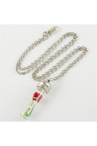 Çiçek Fanus Canlı Kolye