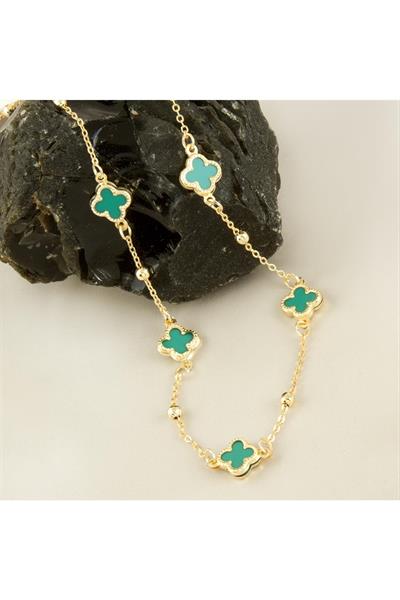 Çiçek Mineli Yeni Sezon Zincir Kolye 45 cm