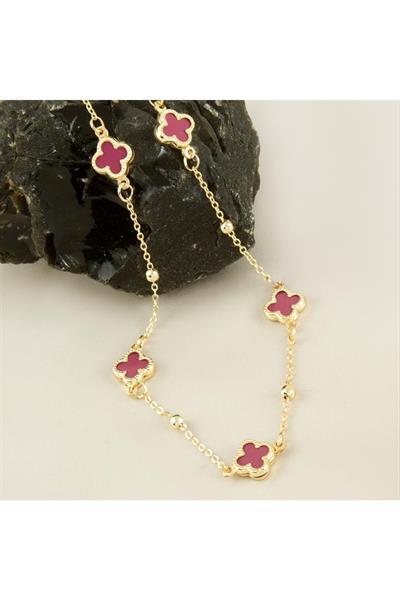 Çiçek Mineli Yeni Sezon Zincir Kolye 45 cm