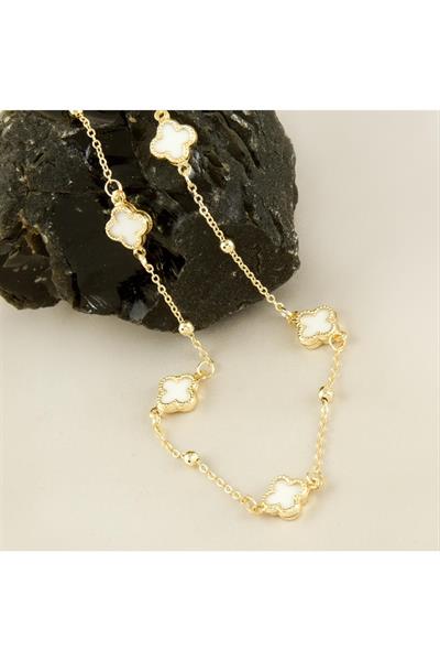 Çiçek Mineli Yeni Sezon Zincir Kolye 45 cm