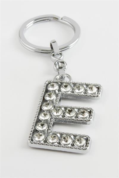 Gümüş Renkli Taşlı Harf Anahtarlık