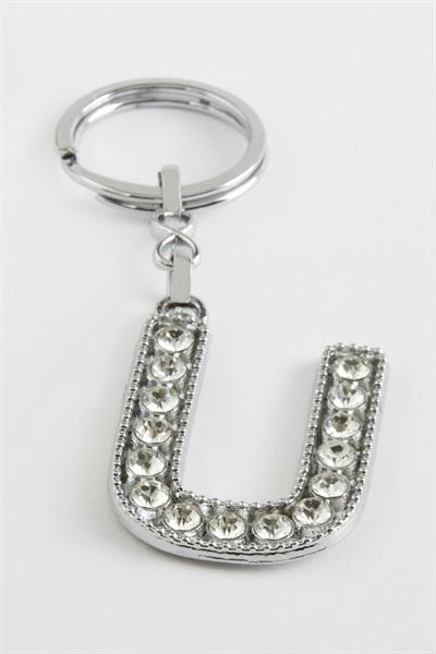 Gümüş Renkli Taşlı Harf Anahtarlık