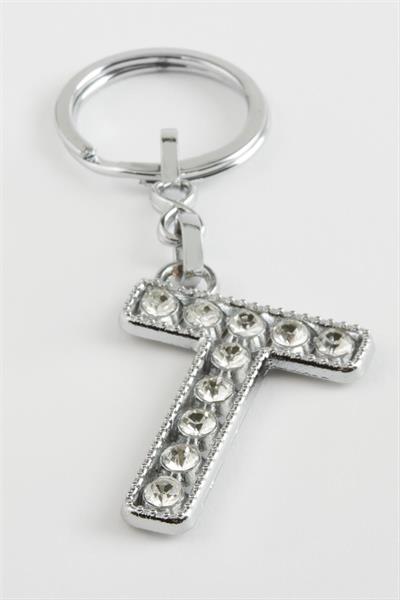 Gümüş Renkli Taşlı Harf Anahtarlık