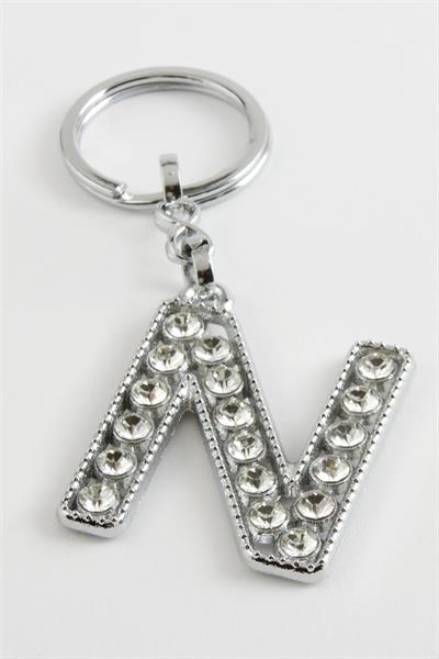 Gümüş Renkli Taşlı Harf Anahtarlık