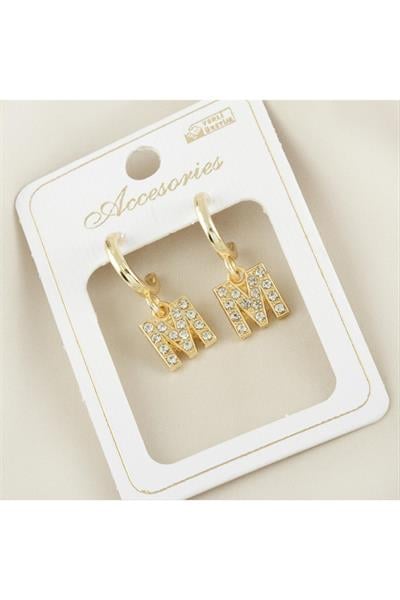 Harfli Yeni Sezon Metal Taşlı Küpe