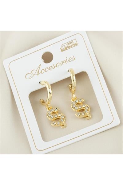 Harfli Yeni Sezon Metal Taşlı Küpe