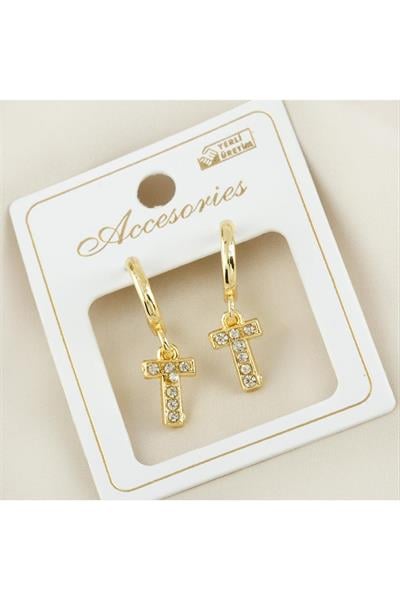 Harfli Yeni Sezon Metal Taşlı Küpe