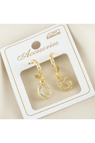 Harfli Yeni Sezon Metal Taşlı Küpe