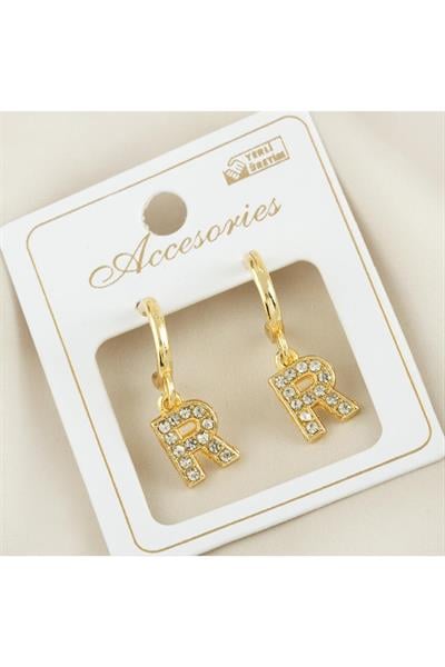 Harfli Yeni Sezon Metal Taşlı Küpe