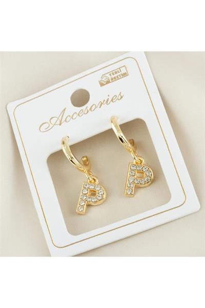 Harfli Yeni Sezon Metal Taşlı Küpe