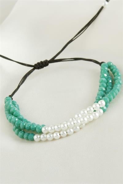 İncili Üçlü Kristal Bileklik