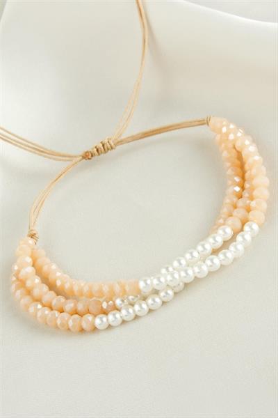 İncili Üçlü Kristal Bileklik