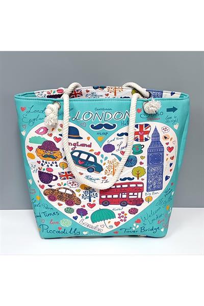 Kalp Desenli Plaj Çantası