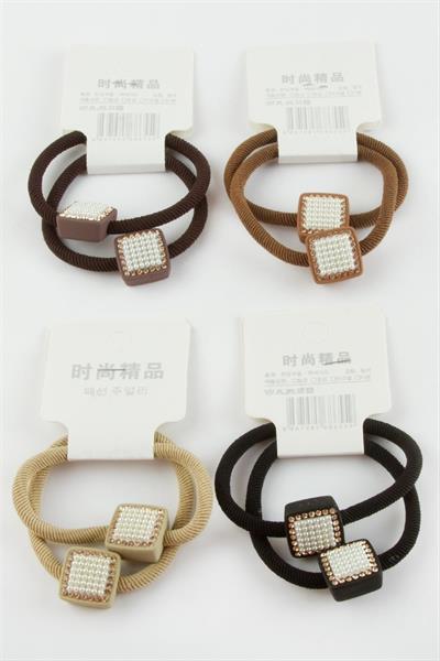 Kare İnci Lastikli Toka 2 Adet