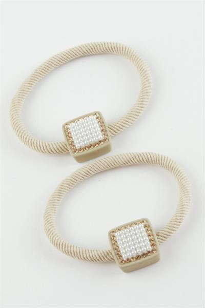 Kare İnci Lastikli Toka 2 Adet