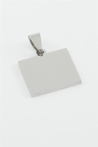 Kare İsim Yazılabilir Çelik Kolye Ucu 2*2 cm