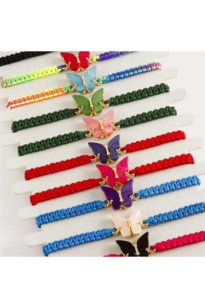 Kelebek Sedef Makrome Örgülü Bileklik