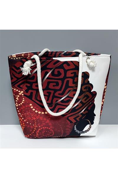 Labirent Desenli Plaj Çantası