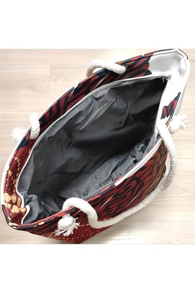 Labirent Desenli Plaj Çantası