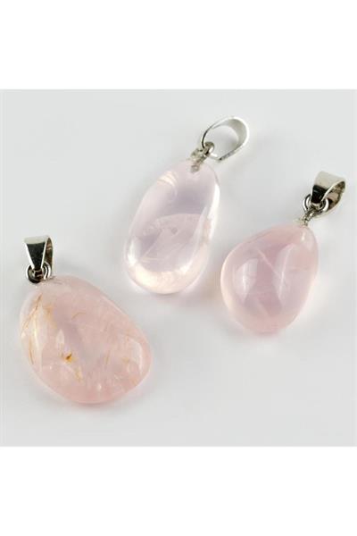 Pembe Kuvars Doğaltaş Kolye Ucu