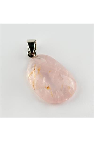 Pembe Kuvars Doğaltaş Kolye Ucu