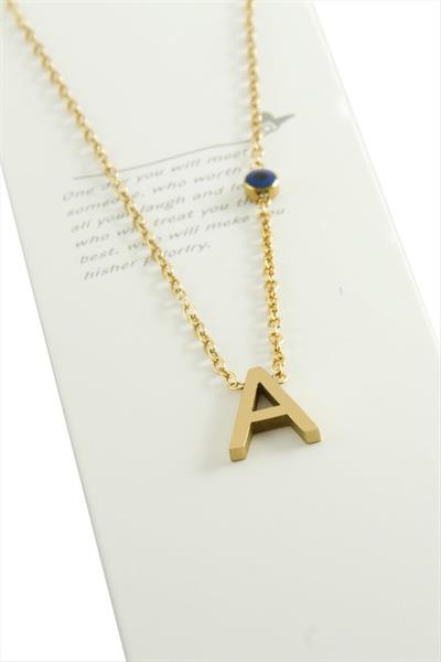 Sarı Renkli Harfli Çelik Kolye