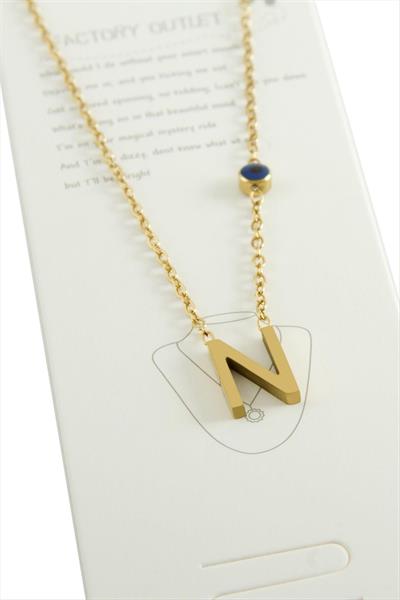 Sarı Renkli Harfli Çelik Kolye