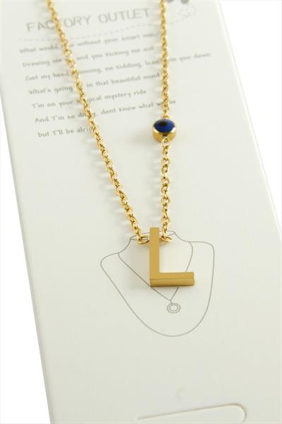 Sarı Renkli Harfli Çelik Kolye