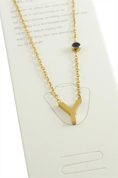 Sarı Renkli Harfli Çelik Kolye