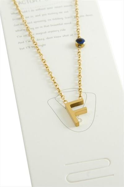 Sarı Renkli Harfli Çelik Kolye