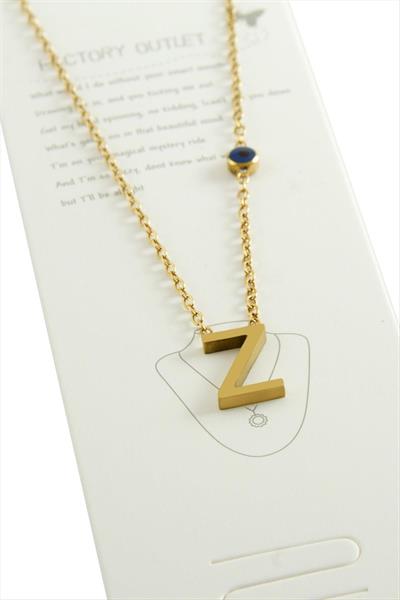 Sarı Renkli Harfli Çelik Kolye