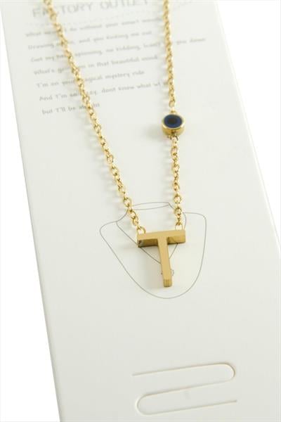 Sarı Renkli Harfli Çelik Kolye