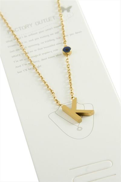 Sarı Renkli Harfli Çelik Kolye