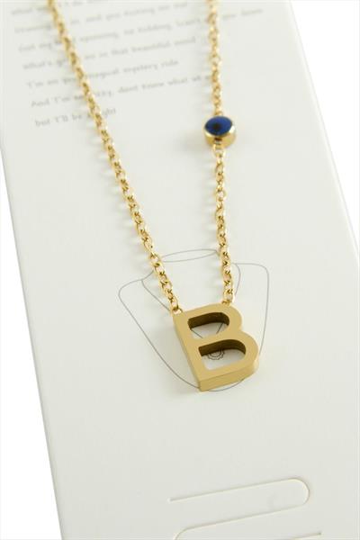 Sarı Renkli Harfli Çelik Kolye