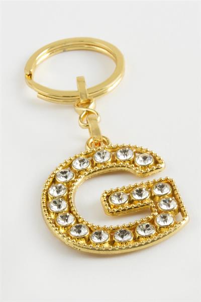 Sarı Renkli Taşlı Harf Anahtarlık