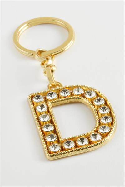 Sarı Renkli Taşlı Harf Anahtarlık