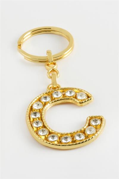 Sarı Renkli Taşlı Harf Anahtarlık