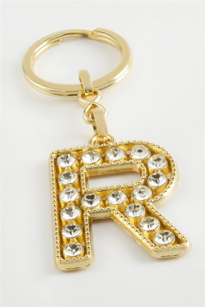 Sarı Renkli Taşlı Harf Anahtarlık