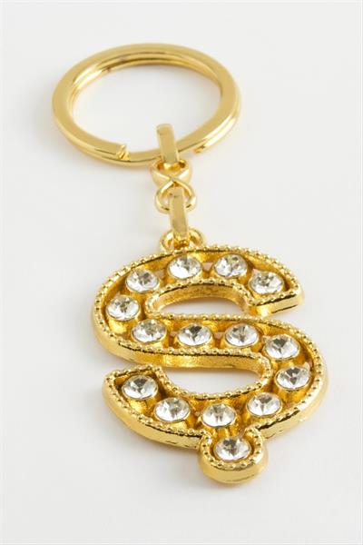 Sarı Renkli Taşlı Harf Anahtarlık