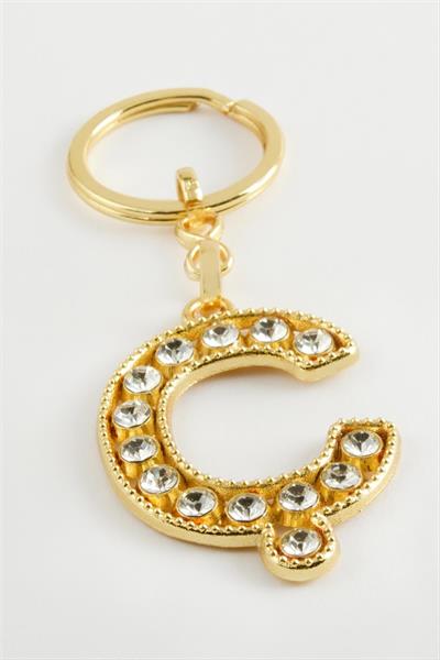 Sarı Renkli Taşlı Harf Anahtarlık