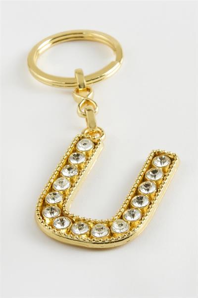 Sarı Renkli Taşlı Harf Anahtarlık